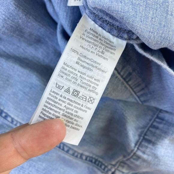 Madewell Denim Mini Dress Women Sz S Blue Short Sleeve Western Cowgirl - Picture 6 of 9